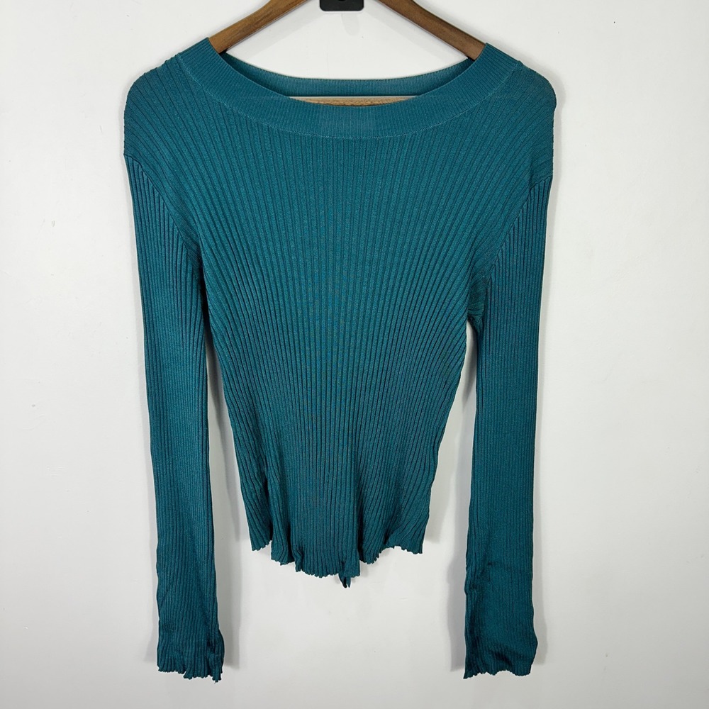 Modern Citizen Teal Ribbed Long-Sleeve Top
